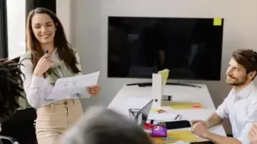 a group having a meeting 