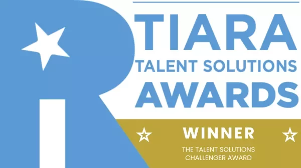TIARA Talent Solutions Awards logo with text indicating Winner of the Talent Solutions Challenger Award.