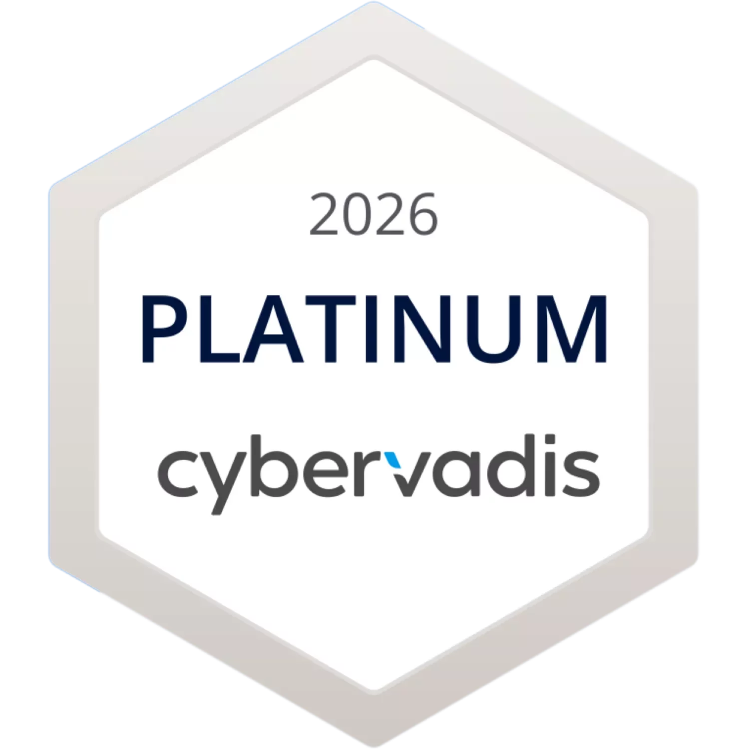 Badge icon displaying the text ‘2026 Platinum cybervadis’ inside a hexagonal frame.